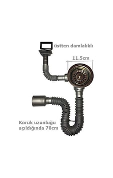 Mak Kapalı Taşmalı Körüklü Evye Sifonu 50 Mm