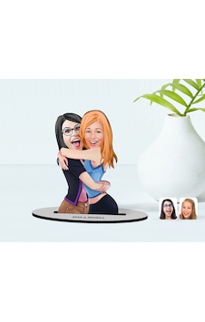 Kişiye Özel Kız Kankalar Karikatürlü Ahşap Biblo Model-2