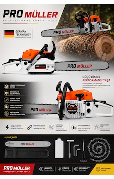 Pro Müller Profesyonel V-power 52 Cc Hava Soğutmalı Benzinli Ağaç Odun Dal Motorlu Hızar Bıçkı Testeresi Orman Motoru Pro Müller Profesyonel V-power 52 Cc Hava Soğutmalı Benzinli Ağaç Odun Dal Motorlu Hızar Bıçkı Testeresi Orman Motoru