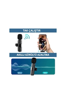 K9 Kablosuz Yaka Mikrofonu 2 Adet Lightning 2'li Mini Mikrofon: Youtube & Tiktok İçin İdeal Siyah