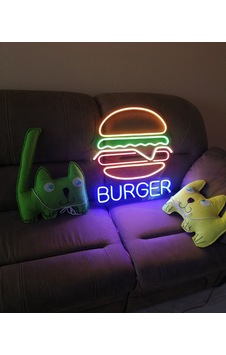 Led Işıklı Burger Hamburger Duvar Tablo Led Işıklı Burger Hamburger Duvar Tablo