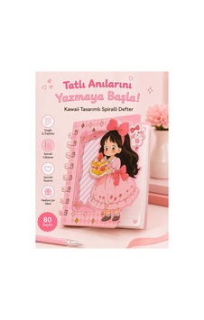 Sevimli Kız Figürlü Pembe Spiralli Mini Defter Çizgili Not Defteri Pembe Pembe Sevimli Kız Figürlü Pembe Spiralli Mini Defter Çizgili Not Defteri Pembe Pembe