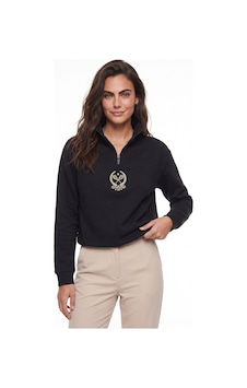 Onloox Kadın Siyah Siyah Pamuklu Dik Yaka Crop Form Yarım Fermuarlı İçi Polarlı Uzun Kollu Sweatshirt Onloox Kadın Siyah Siyah Pamuklu Dik Yaka Crop Form Yarım Fermuarlı İçi Polarlı Uzun Kollu Sweatshirt