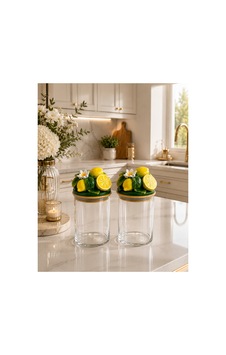 Kavonoz Seti 2li Limon Kapaklı 21cm 11cm Kurabiyelik Saklama Kutusu Sarı - 909311090 Sarı