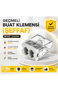 Geçmeli Buat Klemensi Şeffaf 2 Kutup-beyaz 50 Adet Geçmeli Buat Klemensi Şeffaf 2 Kutup-beyaz 50 Adet