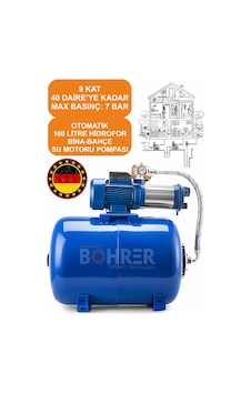 Böhrer 6 Kademeli 8 Kat 25 Daire 'ye Kadar 2.25hp 100l Hidrofor Set Böhrer 6 Kademeli 8 Kat 25 Daire 'ye Kadar 2.25hp 100l Hidrofor Set