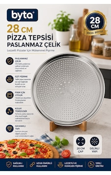 28 Cm Paslanmaz Çelik Delikli Pizza Tepsisi Yuvarlak Fırın Tepsisi Çıtır Taban Pişirme Gümüş 28 Cm Paslanmaz Çelik Delikli Pizza Tepsisi Yuvarlak Fırın Tepsisi Çıtır Taban Pişirme Gümüş