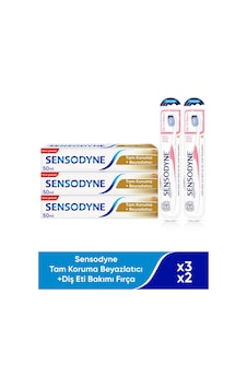 Sensodyne Tam Koruma Beyazlatıcı 3 x 50 ML + Diş Eti Bakımı Diş Fırçası 2'li Sensodyne Tam Koruma Beyazlatıcı 3 x 50 ML + Diş Eti Bakımı Diş Fırçası 2'li