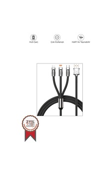 Şarj Kablosu Usb To Type-c Lightning Micro 3ın1 Data Kablo U160 Siyah Diğer