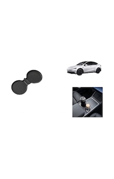 Oto Aksesuarcım Tesla Model 3 Model Y Standart Juniper 2025+ Uyumlu Orta Bardaklık Pedi Kaymaz Konsol Koruyucu Matı 1 Adet Siyah