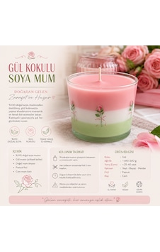 Katmanlı Tasarım El Yapımı %100 Doğal Soya Mumu Açık Pembe Katmanlı Tasarım El Yapımı %100 Doğal Soya Mumu Açık Pembe