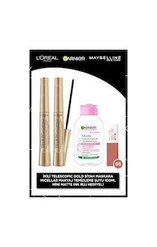 2'li Telescopic Gold Maskara+ 100 Ml Seyahat Boy Micellar + Matte Ink Mini Ruj 65 pkttlebm-9850 0 2'li Telescopic Gold Maskara+ 100 Ml Seyahat Boy Micellar + Matte Ink Mini Ruj 65 pkttlebm-9850 0