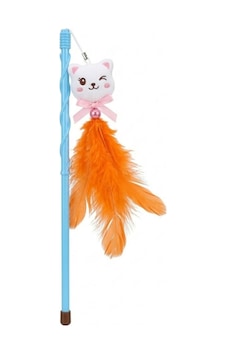 Peluş Figürlü Ve Turuncu Tüylü Kedi Oyun Oltası