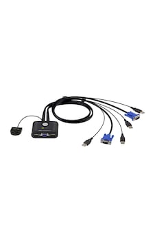 Aten Cs22u 2 Port Usb Vga Kvm Switch Uzaktan Bağlantı Butonlu, Kablolu Kvm Anahtarı