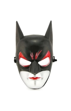 Kırmızı Gözlü Siyah Batman Maske - Lastikli Batgirl Maskesi 28x17 Cm
