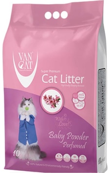 Vancat Bebek Pudralı Renksiz Topaklaşan Bentonit Kedi Kumu 20 KG