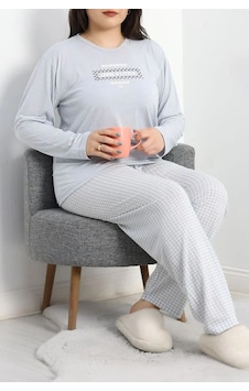 Seka Store Seka Viskon Büyük Beden Pijama Takımı Gri - 50727.1049. Çok Renkli Seka Store Seka Viskon Büyük Beden Pijama Takımı Gri - 50727.1049. Çok Renkli