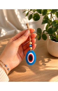 Plastik Nazar Boncuğu Duvar Süsü Dekoratif Asma Nazar Boncuğu Ev Kapı Balkon Bahçe Süsü 7x5 Cm