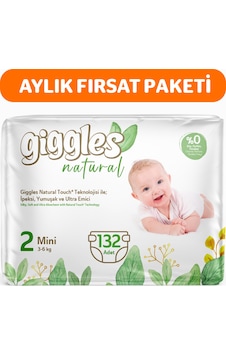 Giggles Natural 2 Numara Mini Pamuklu Bebek Bezi 132 Adet
