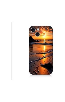 Apple Uyumlu iPhone 15 Plus Günbatımı Sahili Desenli Silikon Kılıf Silikon Apple Uyumlu iPhone 15 Plus Günbatımı Sahili Desenli Silikon Kılıf Silikon