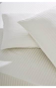 Komfort Home Çift Kişilik Çizgili Pamuk Saten Çarşaf Seti / Krem