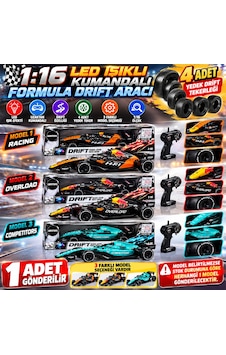 Led Işıklı Kumandalı 1:16 Ölçek Formula Drift Aracı 4 Yedek Tekerlekli 3 Model Seçenekli Yarış Arabası