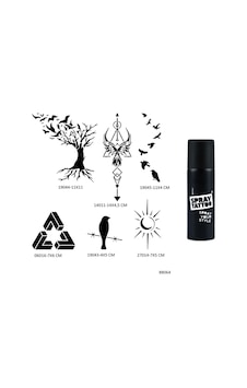 Airbrush Tattoo Hayat Ağacı + Kuşlar Şablon + Siyah Sprey Geçici Dövme Seti 6'lı Airbrush Tattoo Hayat Ağacı + Kuşlar Şablon + Siyah Sprey Geçici Dövme Seti 6'lı