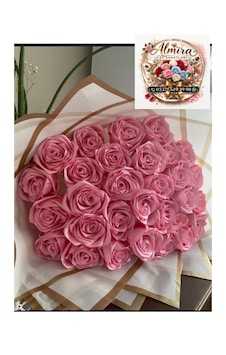 Solmayan Gül Buketi Toz Pembee Açık Pembe Solmayan Gül Buketi Toz Pembee Açık Pembe