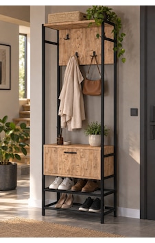 Sulorahome Metal Portmanto Kahverengi 180 Cm Kahverengi - Siyah