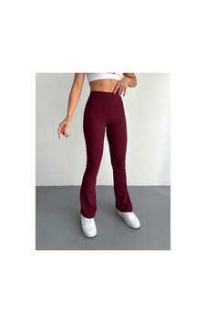 Gugus Kadın Yüksek Bel İncelten Etkili Beli Fitilli İspanyol Paça Tayt Pantolon Bordo Gugus Kadın Yüksek Bel İncelten Etkili Beli Fitilli İspanyol Paça Tayt Pantolon Bordo