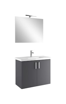 Kale Noah Antrasit 80 Cm Kapaklı Alt Dolap, Lavabo Ve Ayna Takımı Kale Noah Antrasit 80 Cm Kapaklı Alt Dolap, Lavabo Ve Ayna Takımı