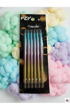 Degrade Renkli Estetik Mumlar 6 Lı Paket 15 Cm Doğum Günü Ve Parti Mumları Çok Renkli