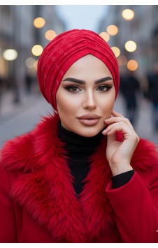 Aişe Tesettür Kırmızı Kışlık Büzgülü Bone Aişe Tesettür Kırmızı Kışlık Büzgülü Bone