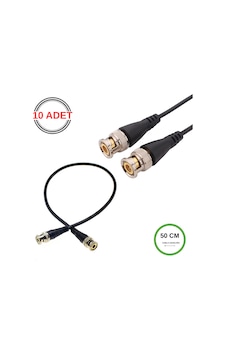 Bnc Kablo Erkek-erkek Hazır Uçlu 0.5 Mt - Siyah Cctv Görüntü Sinyal Kablosu - 10 Adet Bnc Kablo Erkek-erkek Hazır Uçlu 0.5 Mt - Siyah Cctv Görüntü Sinyal Kablosu - 10 Adet