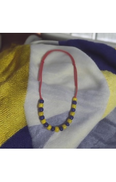 Fenerbahçe Sarı Lacivert Ayarlanabilir Taraftar Bileklik 20 Kum Boncuk Lacivert - Çok Renkli