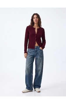 LTB Slim Fit Düğme Detaylı Triko Kırmızı Hırka LTB Slim Fit Düğme Detaylı Triko Kırmızı Hırka