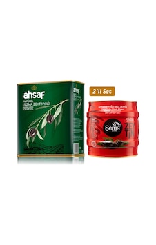 Ahsaf Natürel Sızma Zeytinyağı 2 L Teneke + Yağlı Siyah Sele Zeytin 2 KG 291320 Kalibre