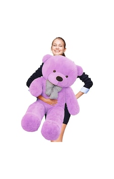 130 Cm Papyonlu Büyük Lila Ayıcık %100 Yerli Lila 130 Cm Papyonlu Büyük Lila Ayıcık %100 Yerli Lila