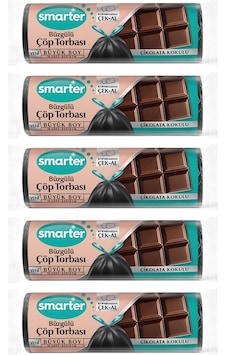 Smarter Çikolata Kokulu Büzgülü Büyük Boy Çöp Torbası Siyah 5'li Smarter Çikolata Kokulu Büzgülü Büyük Boy Çöp Torbası Siyah 5'li