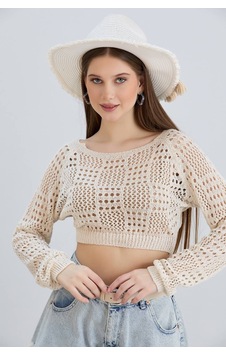 Afili Butik Ajurlu Örgü Crop