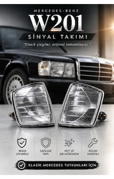 Mercedes W201 Şeffaf Sinyal Takımı - Duysuz Mercedes W201 Şeffaf Sinyal Takımı - Duysuz