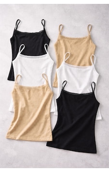 Demirsa Boutique Desenli İp Askılı %100 Pamuk Kadın Atlet 6 Lı Set 2-siyah 2-beyaz 2-ten Beyaz Demirsa Boutique Desenli İp Askılı %100 Pamuk Kadın Atlet 6 Lı Set 2-siyah 2-beyaz 2-ten Beyaz