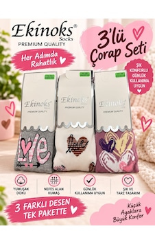 Ekinoks Socks Ekinoks Gökçe Love Kalp Desenli Koton %100 Pamuk 3lü Kilotlu Çocuk Çorabı 1-12 Yaş 3520 Renkli Ekinoks Socks Ekinoks Gökçe Love Kalp Desenli Koton %100 Pamuk 3lü Kilotlu Çocuk Çorabı 1-12 Yaş 3520 Renkli