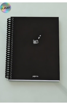 Spiralli 100 Yaprak Kareli Orta Boy Sert Kapak Defter Kraft Kağıt 16x23 Cm Dışı Siyah