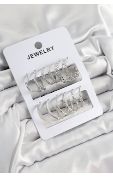 Pirinç Karışık Halka Model Gümüş Renk 6 Çift Kadın Küpe Set Altın 87772325 Pirinç Karışık Halka Model Gümüş Renk 6 Çift Kadın Küpe Set Altın 87772325