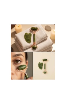 Yeşim Taşı Yüz Bakım Seti Çift Başlıklı Roller Ve Gua Sha Standart Yeşim Taşı Yüz Bakım Seti Çift Başlıklı Roller Ve Gua Sha Standart