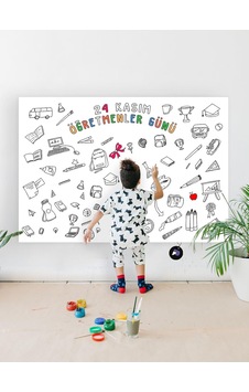 Postermanya Pster21290 24 Kasım Öğretmenler Günü Dev Boyama Kağıdı, Çocuklar Için Aktivite Boyama Rulosu 90x130cm Postermanya Pster21290 24 Kasım Öğretmenler Günü Dev Boyama Kağıdı, Çocuklar Için Aktivite Boyama Rulosu 90x130cm