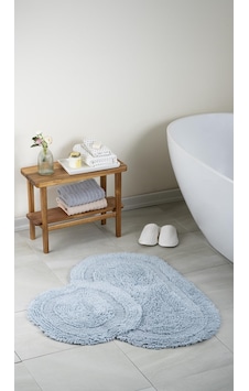 Atlantik Doğal Pamuklu 2'li Banyo Paspas Seti 60x100+50x60 Cm - Gri çok renkli