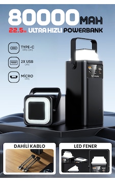 80.000mah Forefo Kablolu Led Fenerli Taşınabilir 22.5w Hızlı Şarj Destekli Güç Bankası Powerbank Siyah 80.000mah Forefo Kablolu Led Fenerli Taşınabilir 22.5w Hızlı Şarj Destekli Güç Bankası Powerbank Siyah