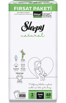 Sleepy Natural Bebek Bezi 2 Beden 2'li Fırsat Paketi 48 Adet